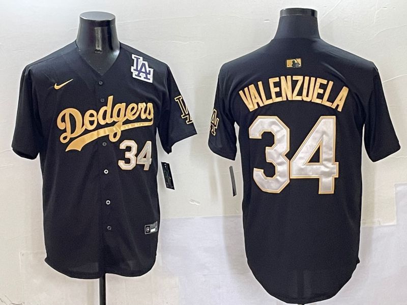 Men Los Angeles Dodgers 34 Valenzuela Black Game Nike 2025 MLB Jersey style 5047